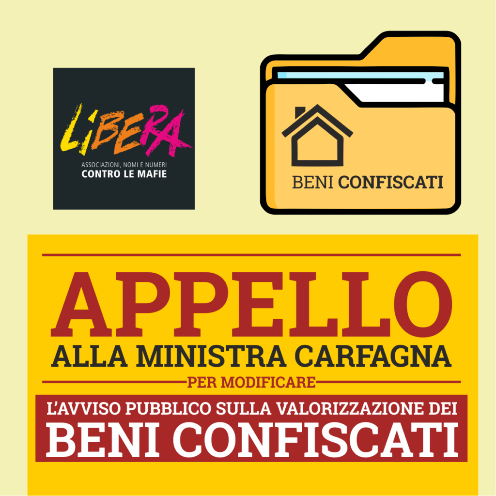 Bando beni confiscati, appello delle associazioni alla Ministra Carfagna