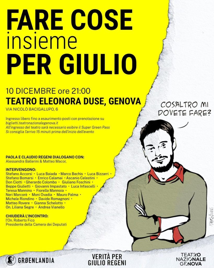 Genova 10 dicembre, “Fare cose insieme per Giulio”