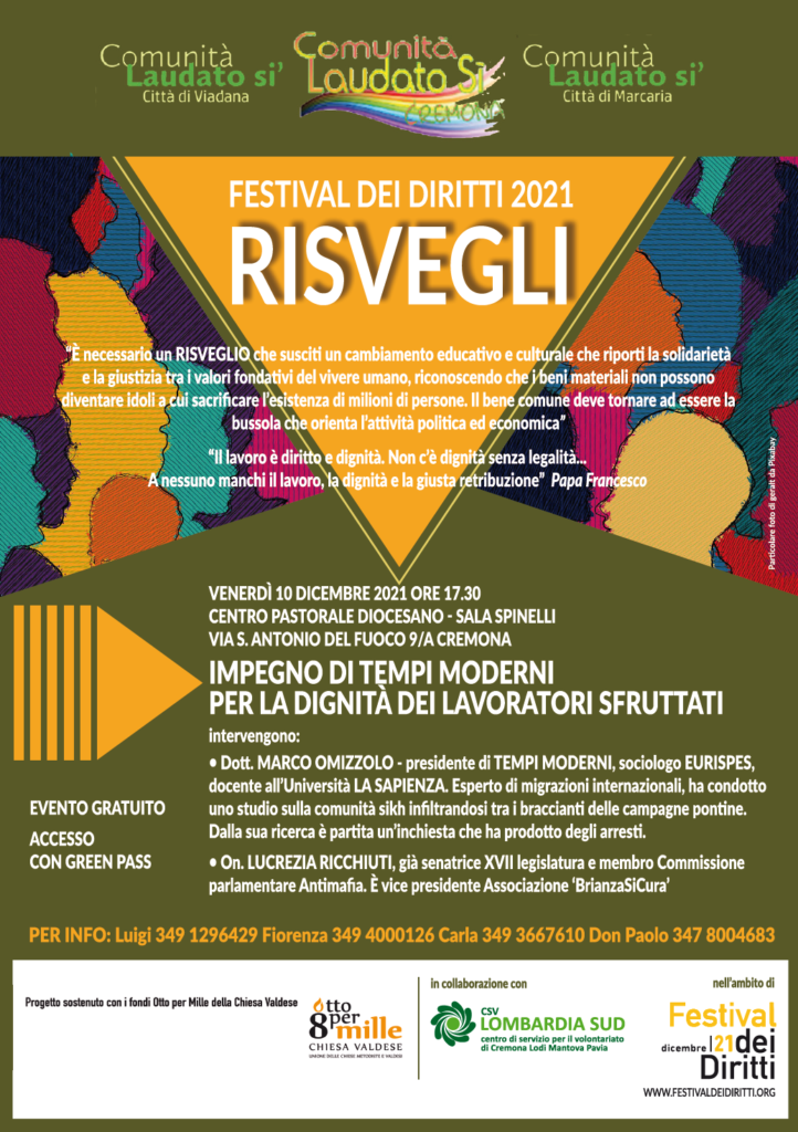 Cremona 10/12: “L’impegno per il riscatto dei lavoratori sfruttati”