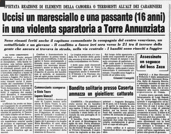Rosa Visone e Luigi D’Alessio, vittime innocenti di camorra