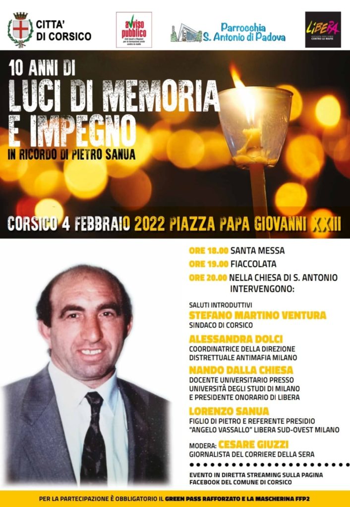 Corsico (MI) 4 febbraio: “Dieci anni di luci e memoria per Pietro Sanua”