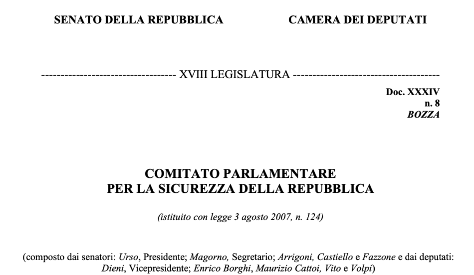 Sicurezza nazionale: i “rimproveri” del Copasir al Parlamento