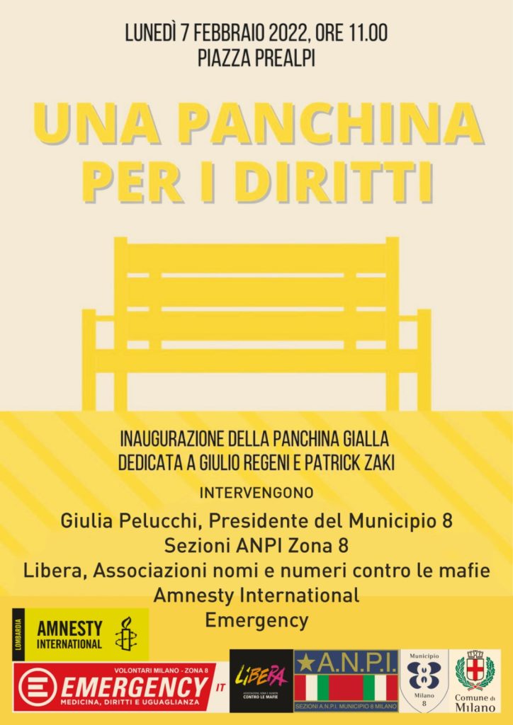 Milano 7/2: “Una panchina per i diritti”