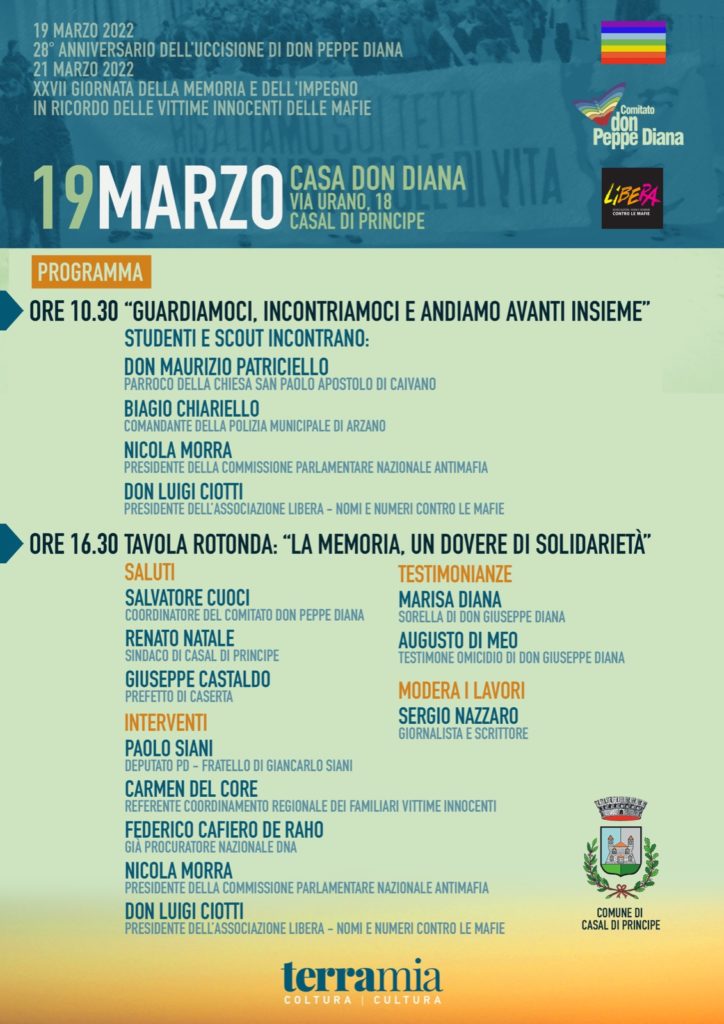 Sabato 19 marzo da Casal di Principe ad Aversa sulle orme di don Peppe Diana