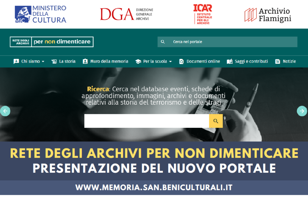 Roma 15/3, presentazione del nuovo portale della Rete degli Archivi per non dimenticare