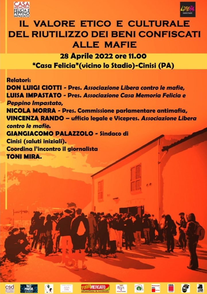 Cinisi (PA) 28/4: “Il valore etico e culturale del riutilizzo dei beni confiscati alle mafie”