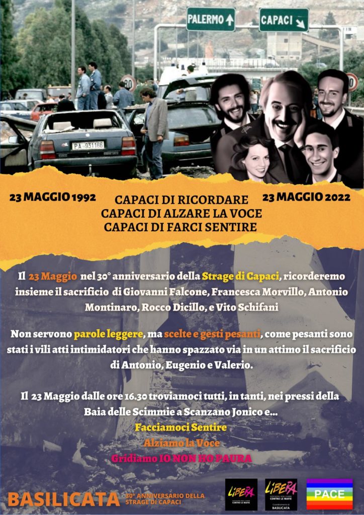 Basilicata, un 23 maggio per alzare la voce contro le mafie