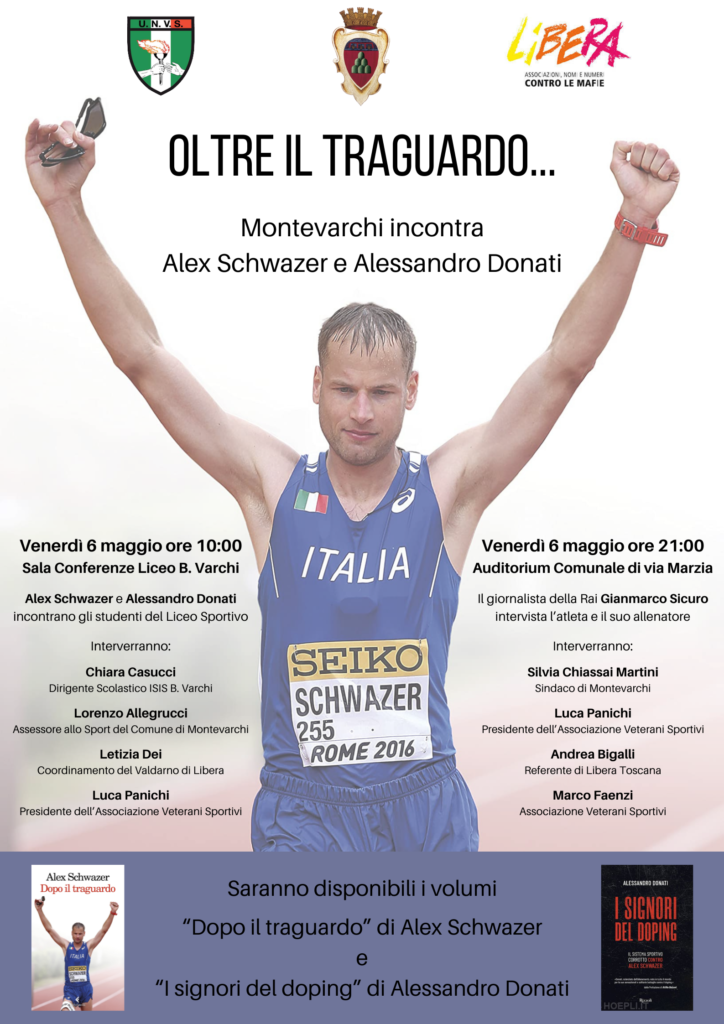 Montevarchi 6/5, doppio appuntamento con Alex Schwazer e Alessandro Donati