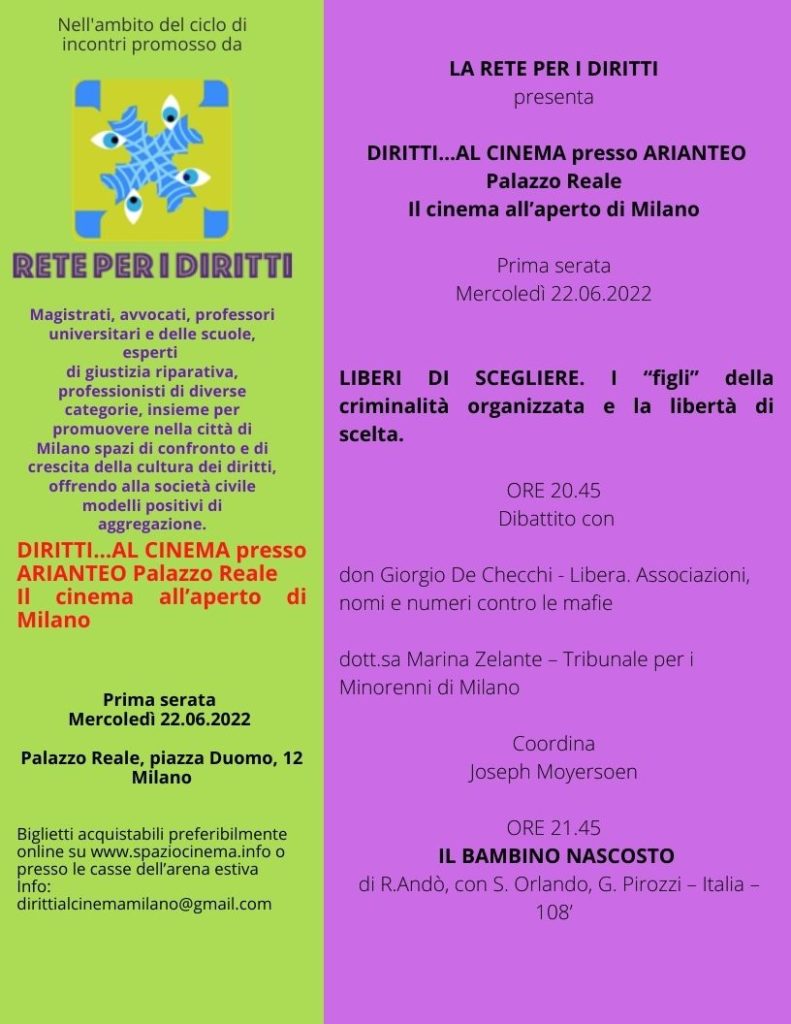 Milano 22/6: film “Il bambino nascosto” e dibattito “Liberi di scegliere”