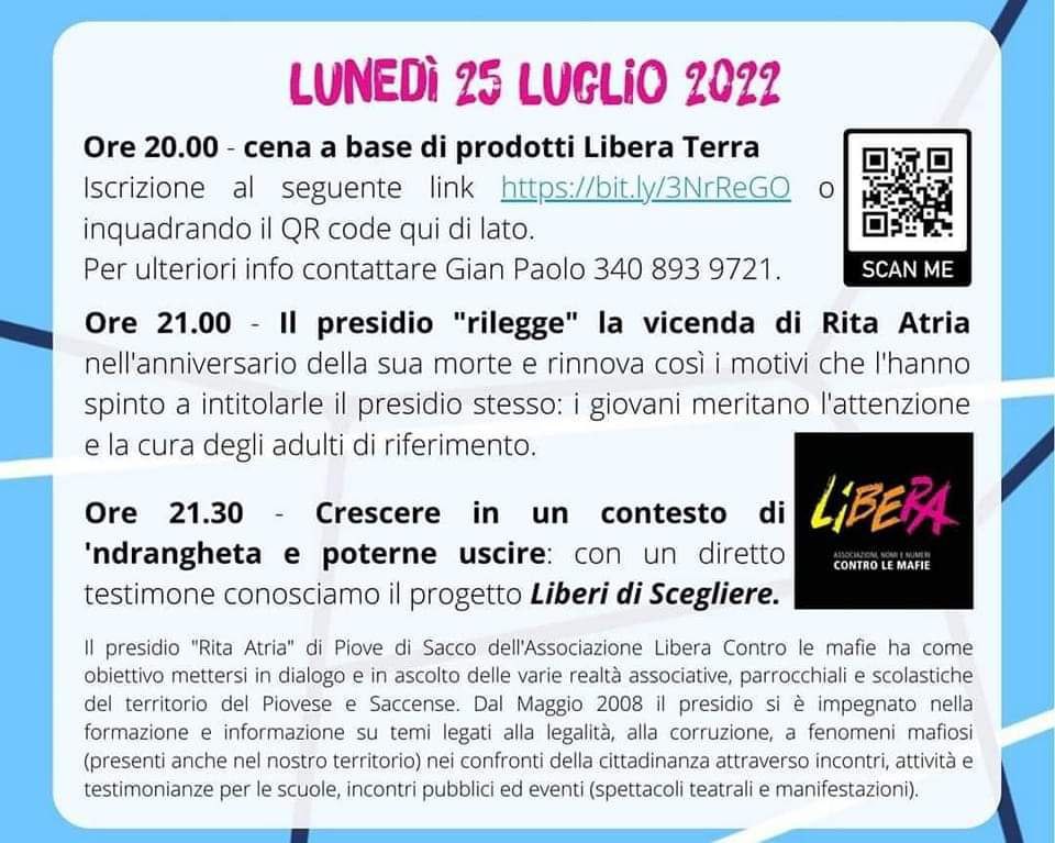 Lunedì 25/7: “Crescere in un contesto di ‘Ndrangheta e poterne uscire”