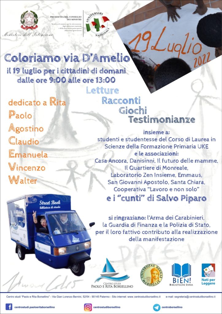 Palermo 19 luglio 2022: “Coloriamo Via D’Amelio”