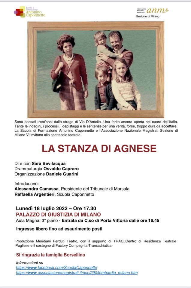 Milano 18 luglio: “La stanza di Agnese”