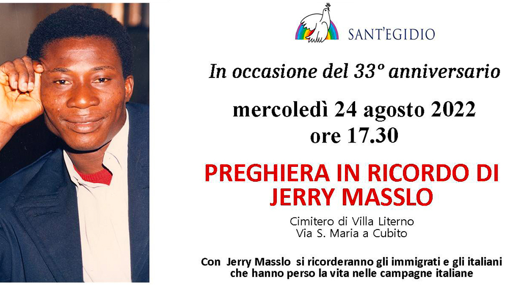 Il 24/8 preghiera in ricordo di Jerry Masslo al Cimitero di Villa Literno (CE)