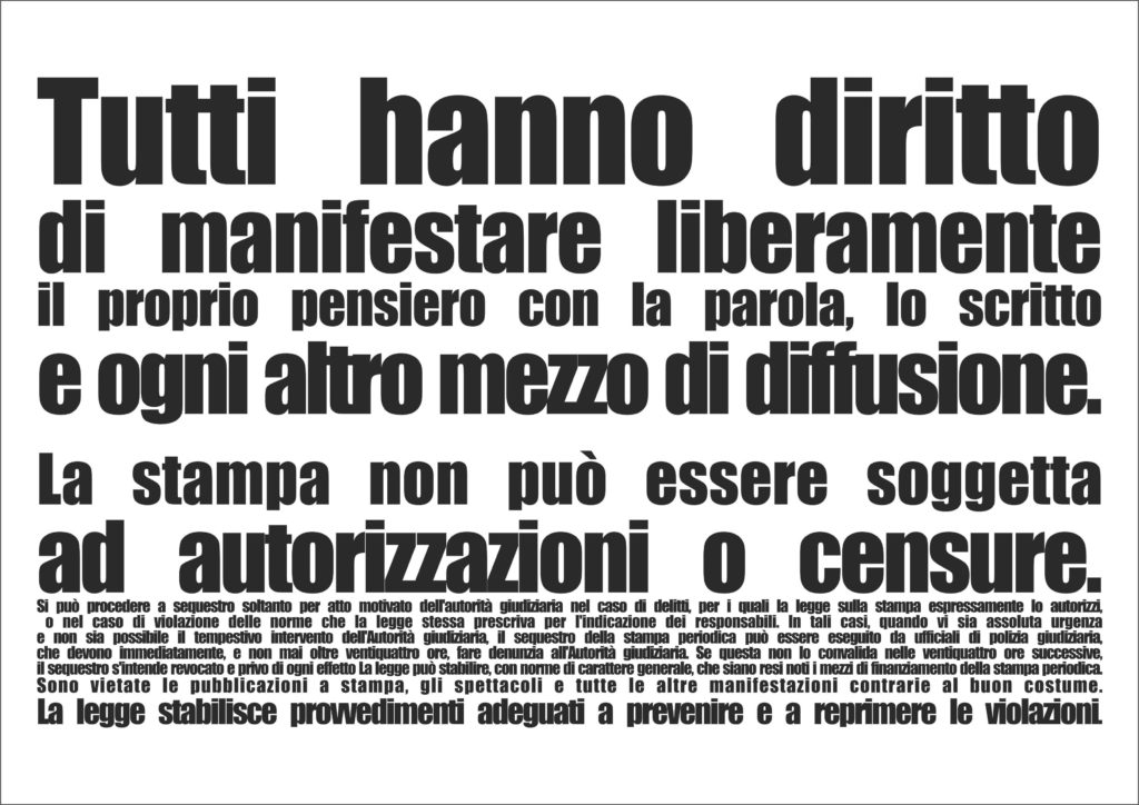 Il “ce lo chiede l’Europa” si è fermato alla soglia dell’articolo 21 della Costituzione. Manifestiamo prima del 25 settembre