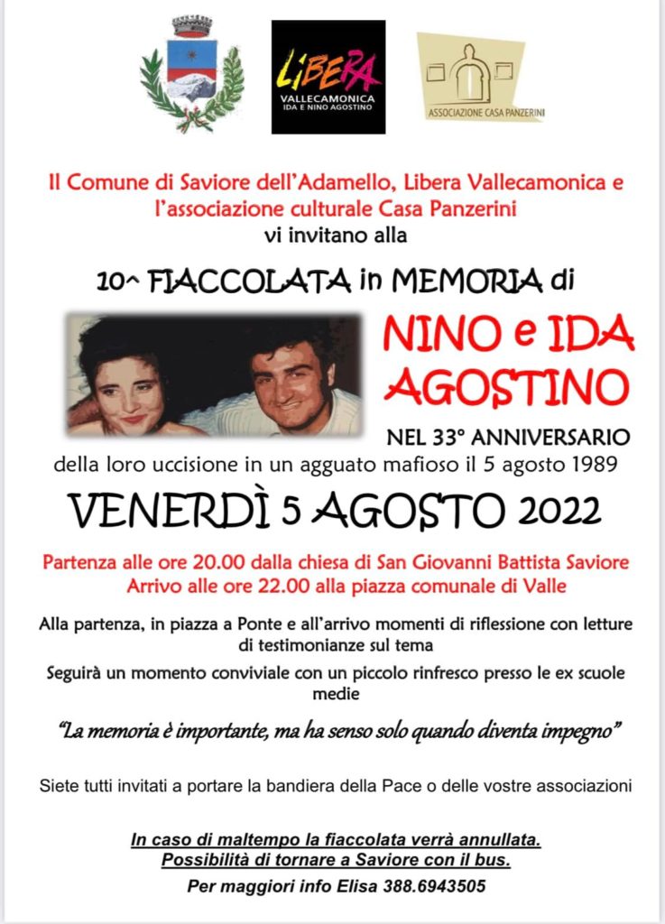 Saviore dell’Adamello (BS) 5 agosto: 10^ Fiaccolata in memoria di Nino e Ida Agostino