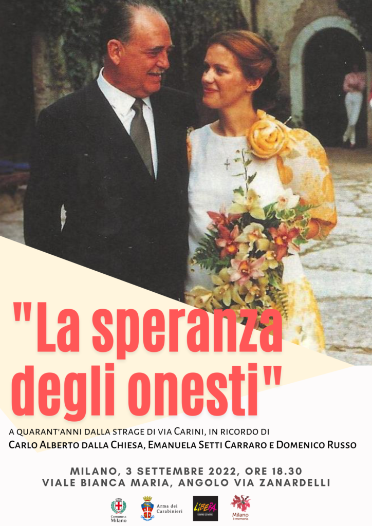 Milano 3/9: “La speranza degli onesti” a 40 anni dalla strage di via Carini