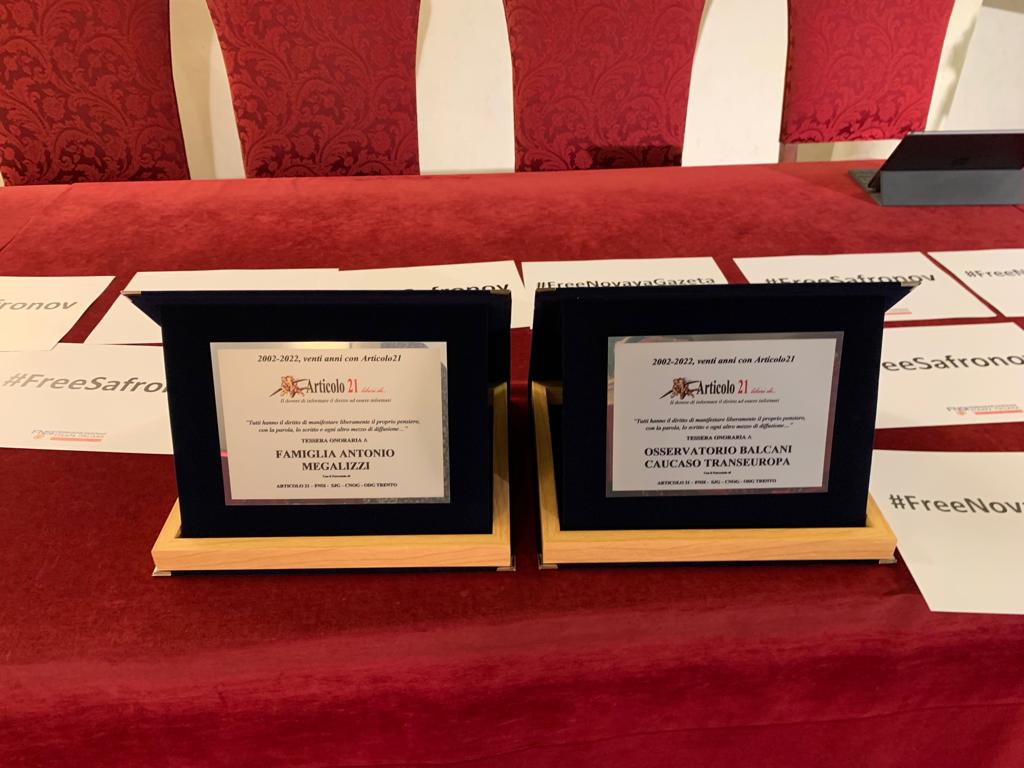 Un riconoscimento per la libertà di stampa alla famiglia di Antonio Megalizzi