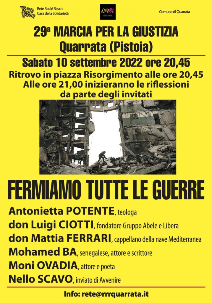 Sabato 10 settembre Quarrata (PT): 29a Marcia per la Giustizia