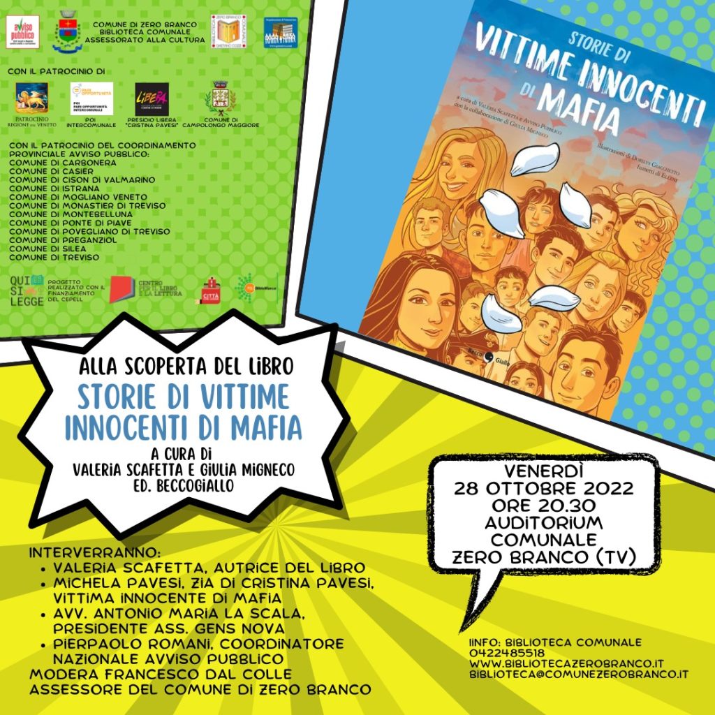 “Storie di vittime innocenti di mafia”: il 28/10 a Zero Branco (TV) la presentazione