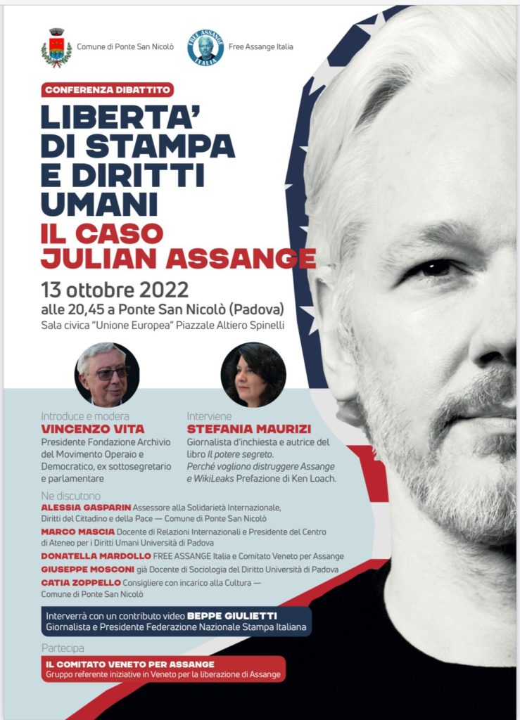 Ponte San Nicolò (PD) 13/10: “Libertà di stampa e diritti umani. Il caso Assange”