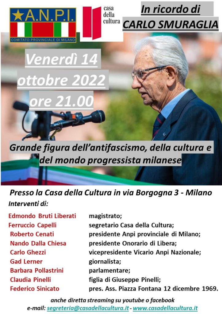 In ricordo di Carlo Smuraglia, Milano 14 ottobre