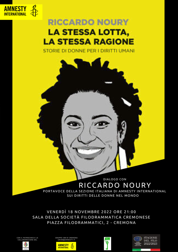 Cremona 18/11, incontro con Riccardo Noury, portavoce di Amnesty Italia