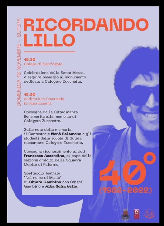 Sutera (CL) 13 novembre: “Ricordando Lillo 2022”