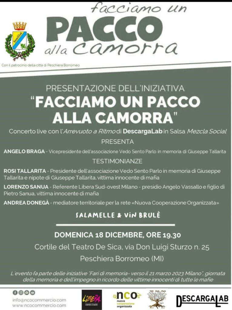 Peschiera Borromeo (MI) 18/12: “Facciamo un pacco alla camorra”