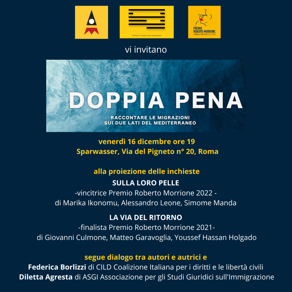 Roma venerdì 16/12: proiezione delle inchieste “Sulla loro pelle” e “La via del ritorno”