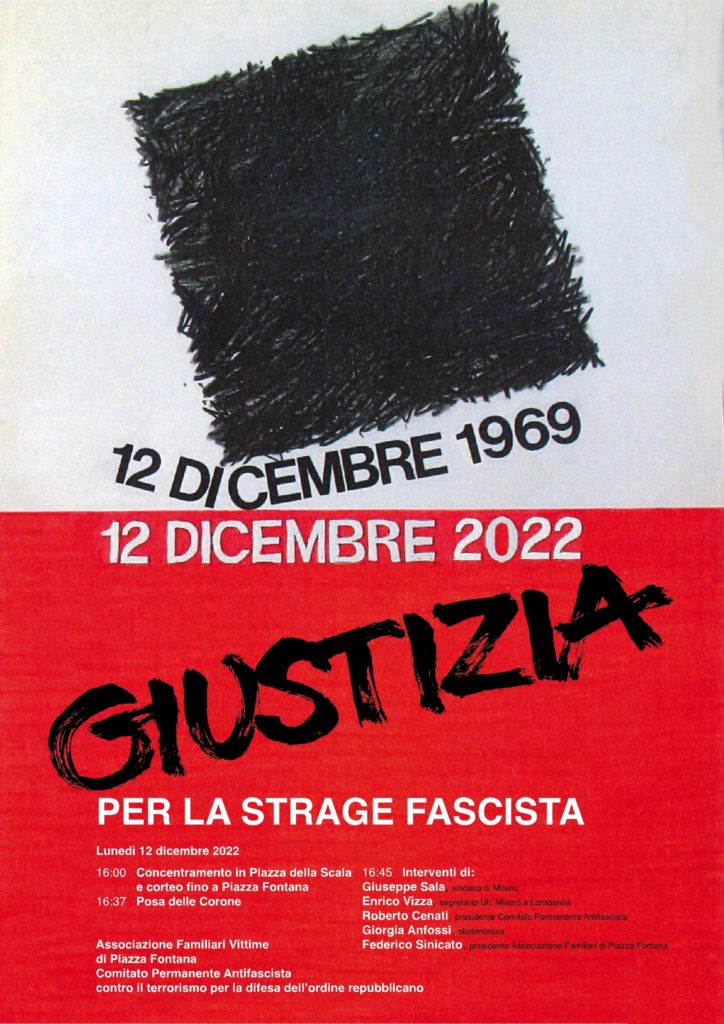 Milano 12 dicembre: 53° Anniversario della strage di piazza Fontana