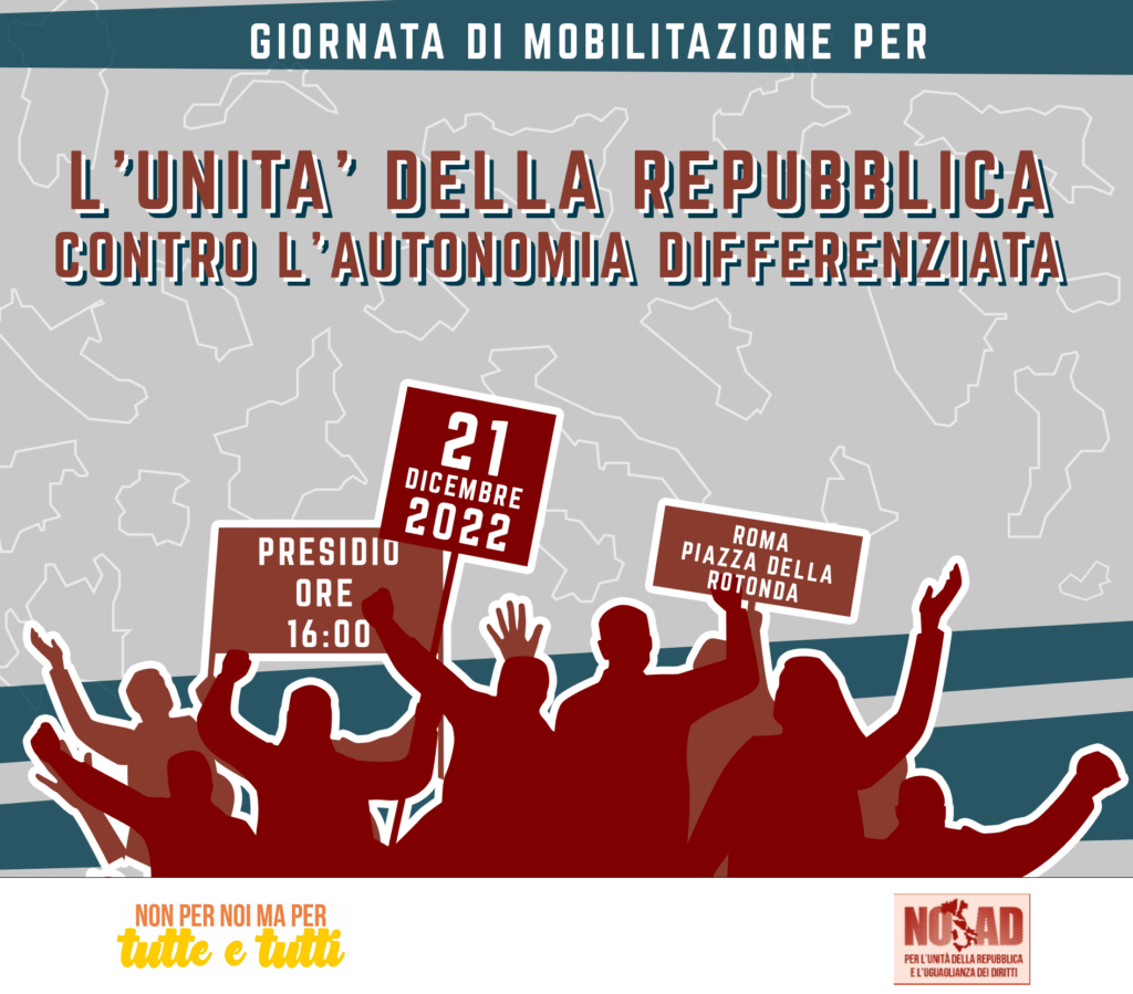 Roma, in piazza per l’unità della Repubblica e contro ogni autonomia differenziata