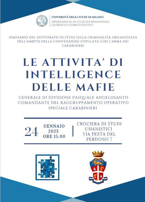 “Le attività di intelligence delle mafie”, l’Università di Milano incontra il Gen. Carabinieri Angelosanto