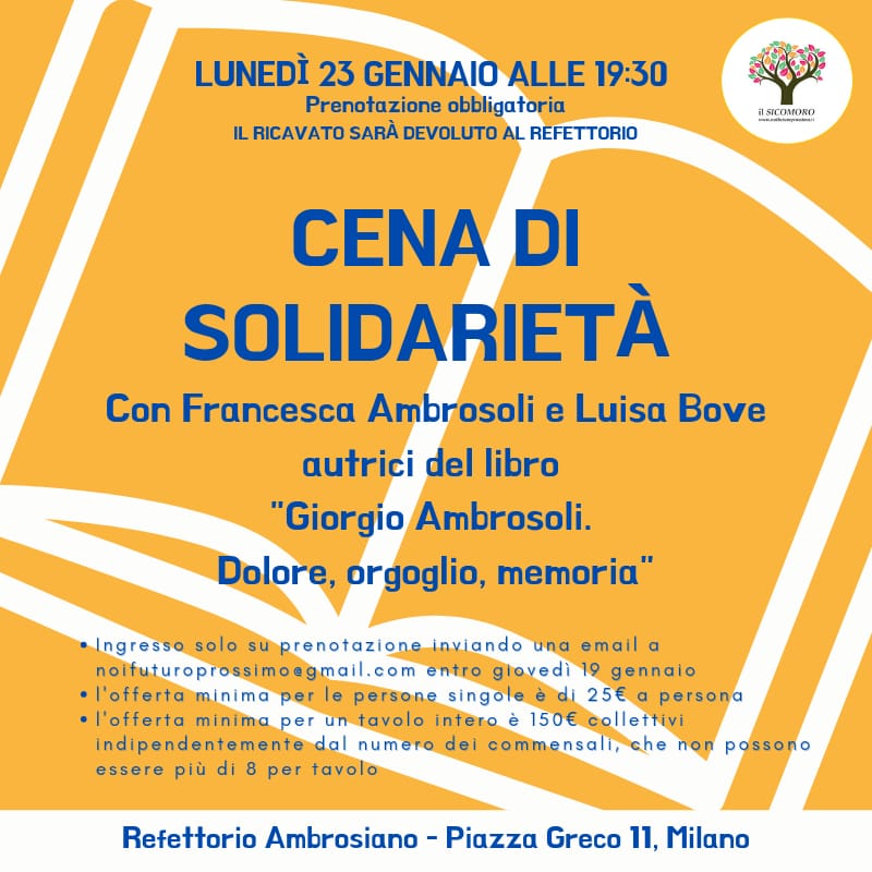 Milano 23/1, una cena per ricordare Giorgio Ambrosoli