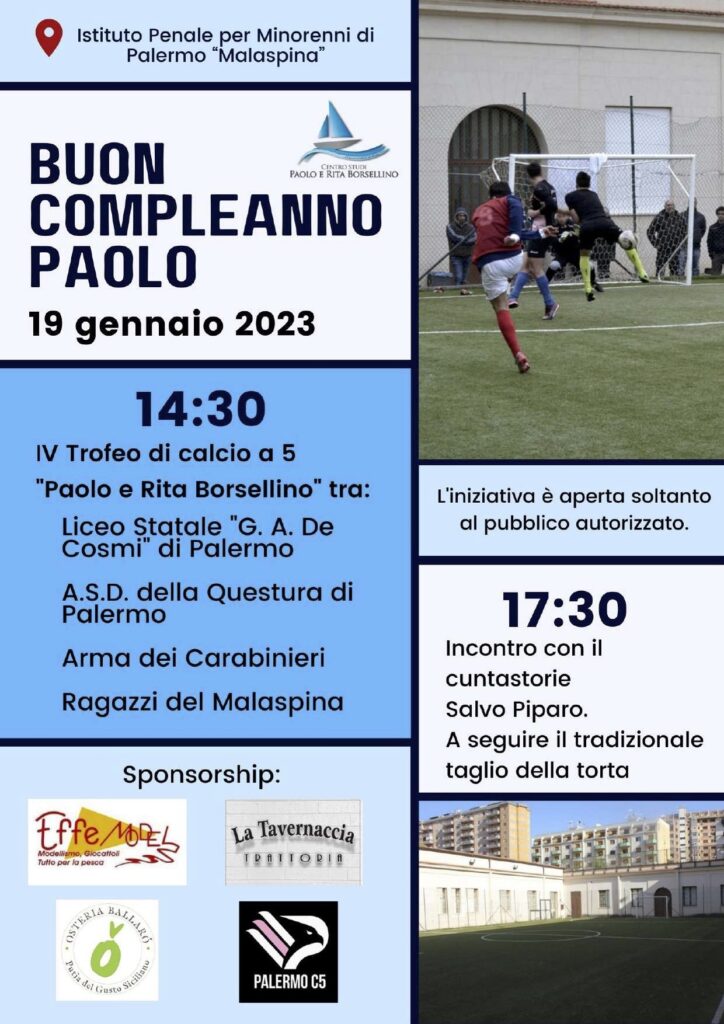 Palermo, giovedì 19 gennaio: “Buon compleanno Paolo!”