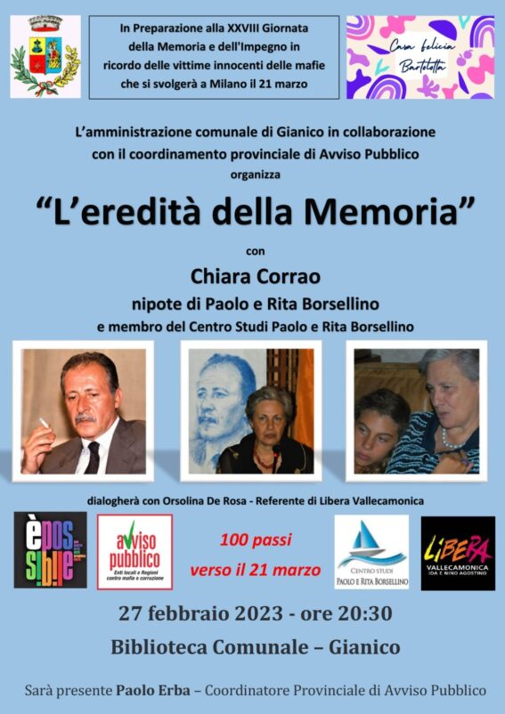 Gianico (BS) 27 febbraio: “L’eredità della memoria”