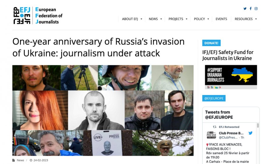 Un anno di guerra in Ucraina, Ifj ed Efj: «Giornalismo sotto attacco»