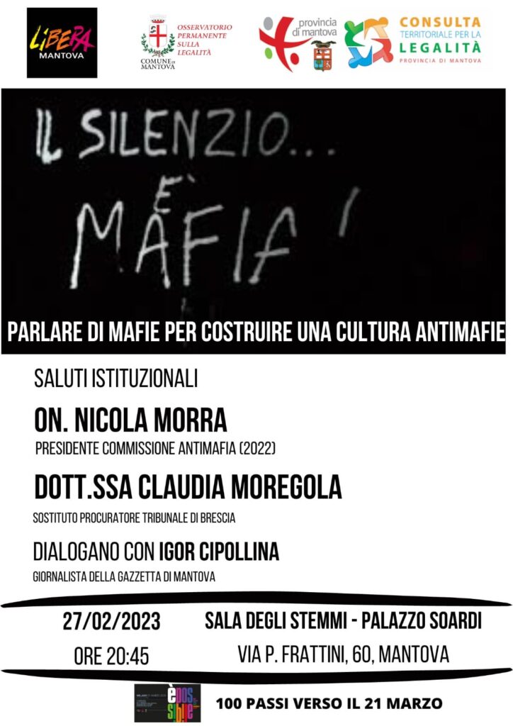 Mantova 27/2: “Parlare di mafie per costruire una cultura antimafie”