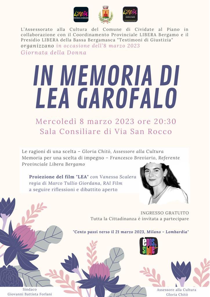 Cividate al Piano (BG) 8 marzo. In memoria di Lea Garofalo