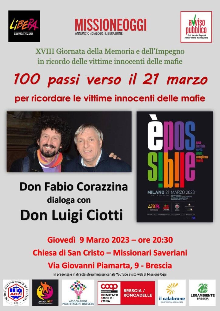 Brescia 9 marzo: Don Fabio Corazzina dialoga con don Luigi Ciotti