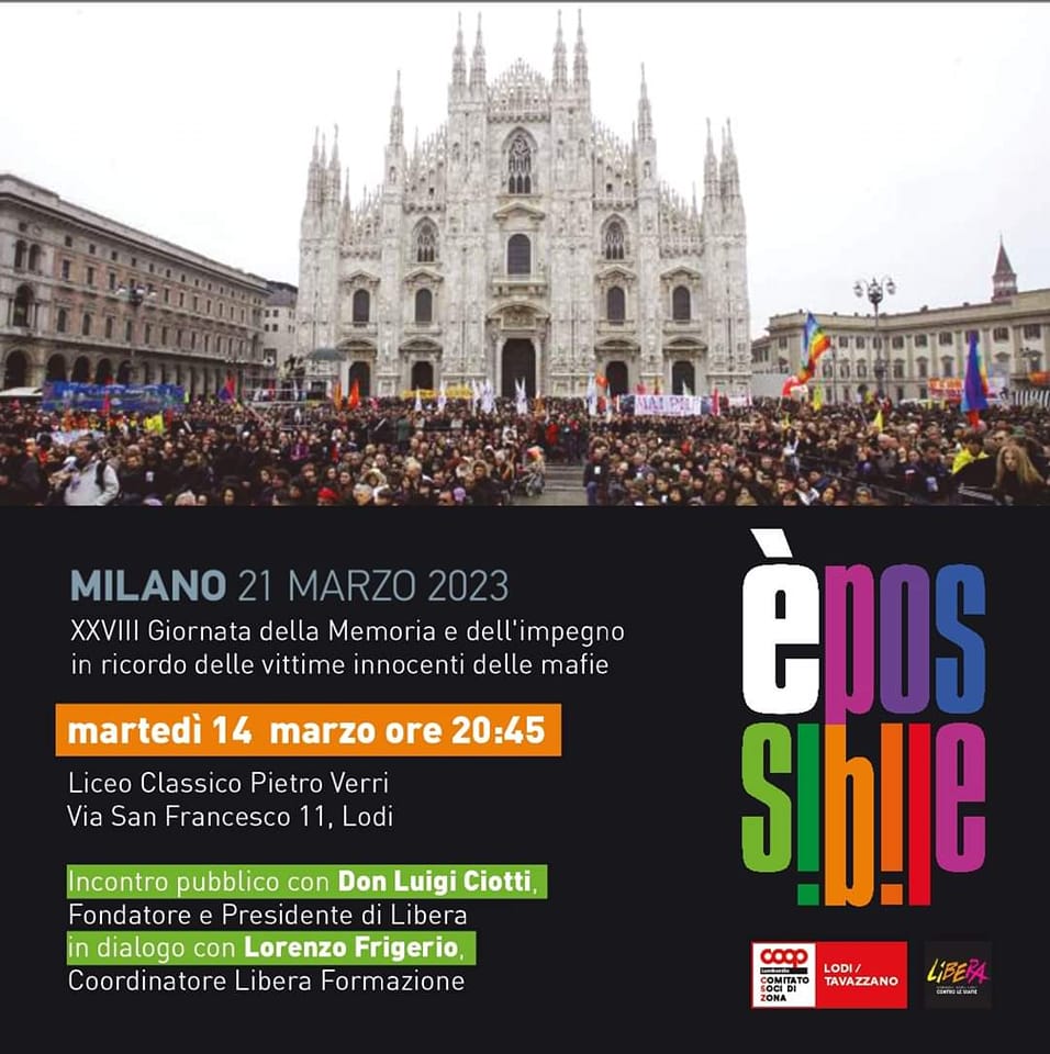 Lodi, martedì 14/3: incontro pubblico con Don Luigi Ciotti