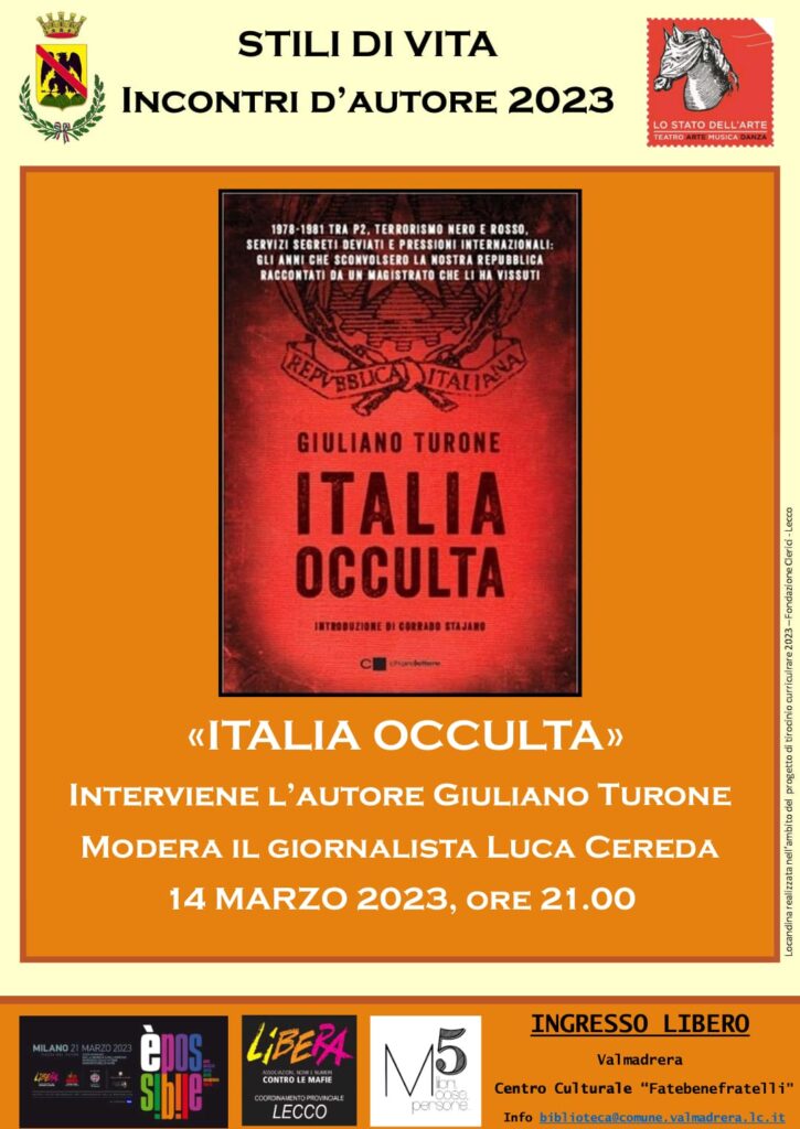 Martedì 14/3, Valmadrera (LC), presentazione di “Italia Occulta”