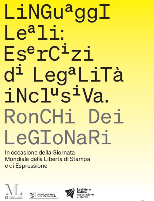 Ronchi dei Legionari (GO) 29/30 aprile: “Linguaggi Leali: esercizi di legalità inclusiva”