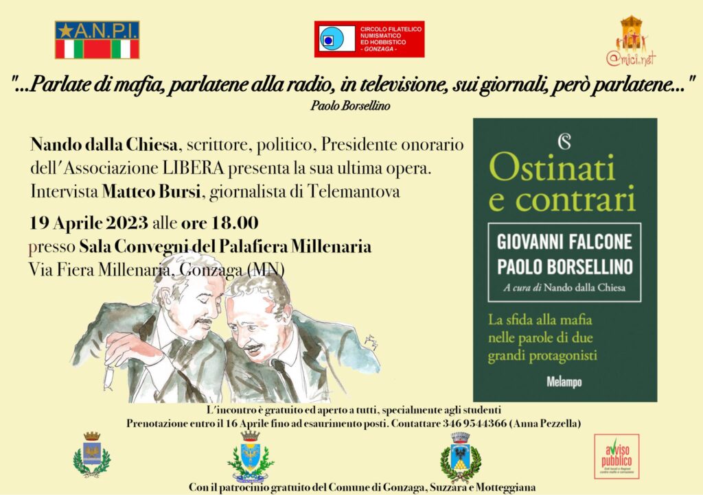 Il 19 aprile a Gonzaga (MN) Nando dalla Chiesa presenta “Ostinati e contrari”