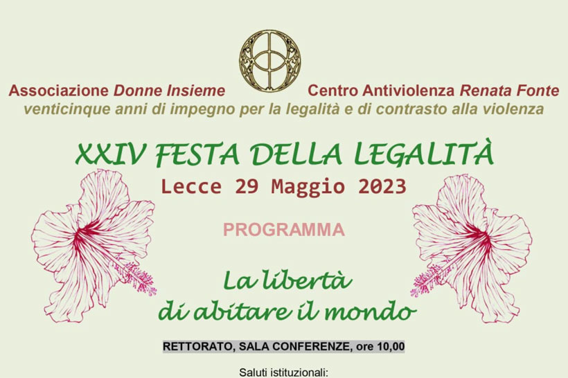 “La libertà di abitare il mondo”: Lecce 29 maggio, XXIV Festa della Legalità