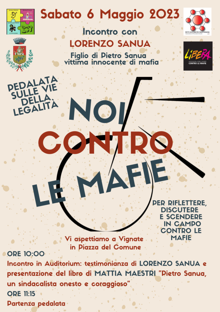 “Noi contro le mafie”, a Vignate (MI) incontro con Lorenzo Sanua e pedalata sulle vie della legalità
