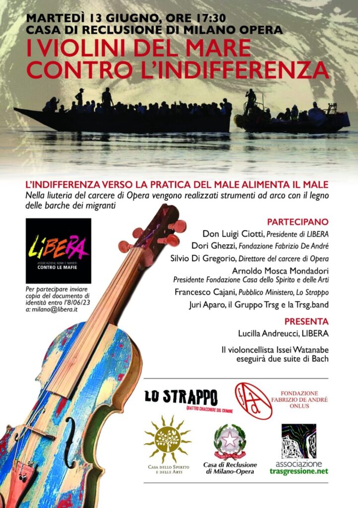 Martedì 13 giugno, carcere Opera (MI): “I violini del mare contro l’indifferenza”