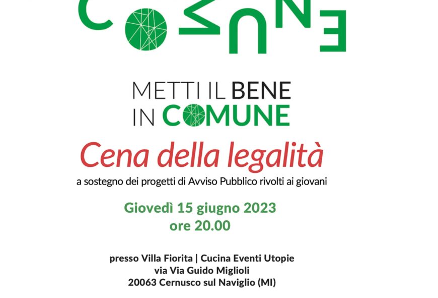 Il 15 giugno a Cernusco sul Naviglio (MI), una cena a sostegno di Avviso Pubblico