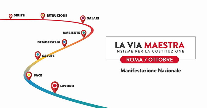 ‘La Via Maestra’, insieme per la Costituzione. Appuntamento a Roma il 7 ottobre prossimo