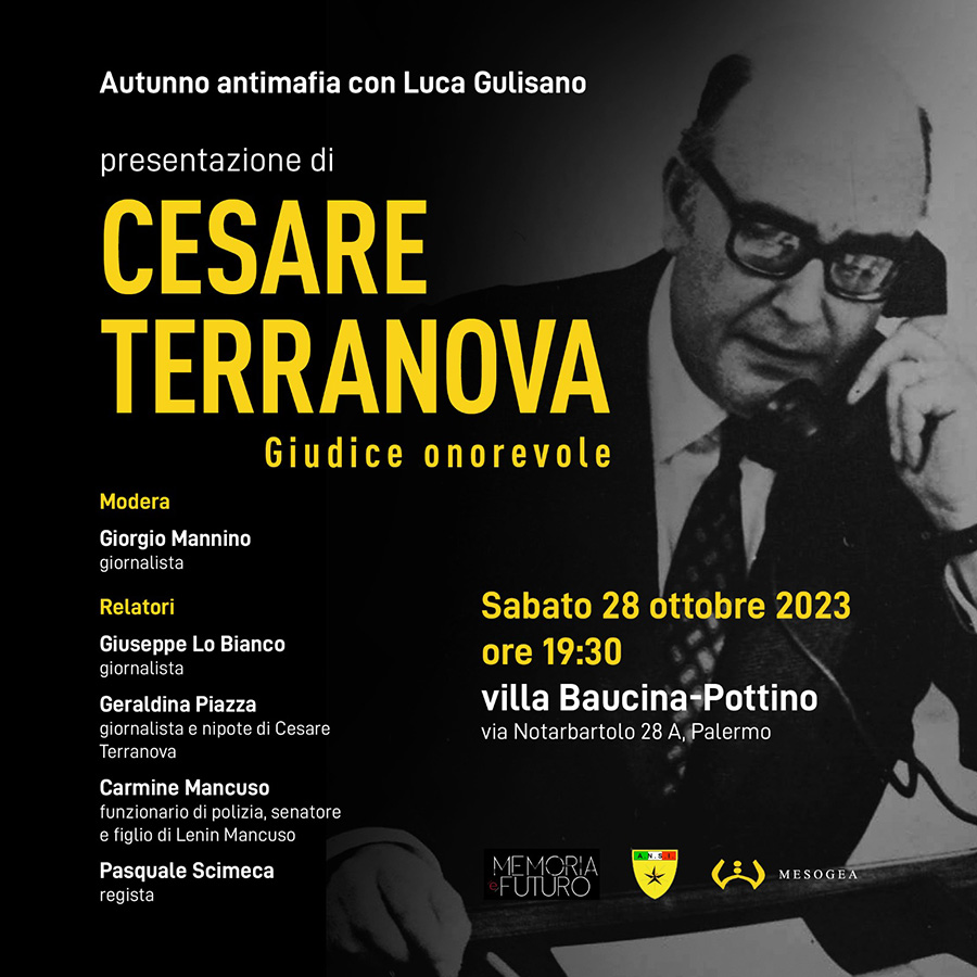 Palermo, 28 ottobre: presentazione del libro ”Cesare Terranova. Giudice onorevole”