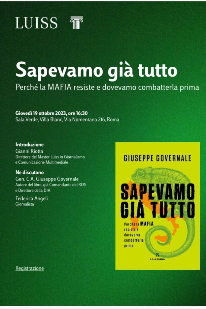 LUISS Roma 19 ottobre, presentazione del libro “Sapevamo già tutto”
